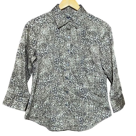 NWOT Talbots Leopard Button Down Size 4 - Picture 1 of 9